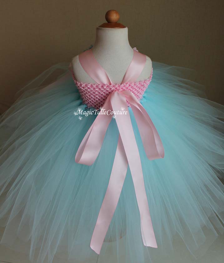 Baby Blue and Pink Flower Girl Tutu Dress for Weddings and Birthday Photoshoot, Toddler Tutu Dress, Magictullecouture