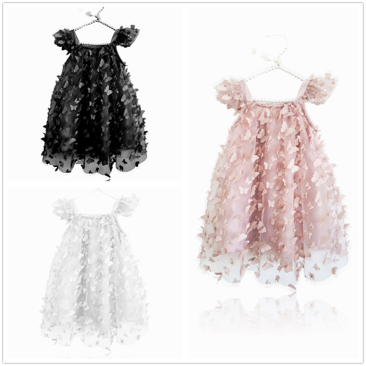 Butterfly Wings Girl Fairy Dress - Princess Flower Girl Dress - First Birthday Dress