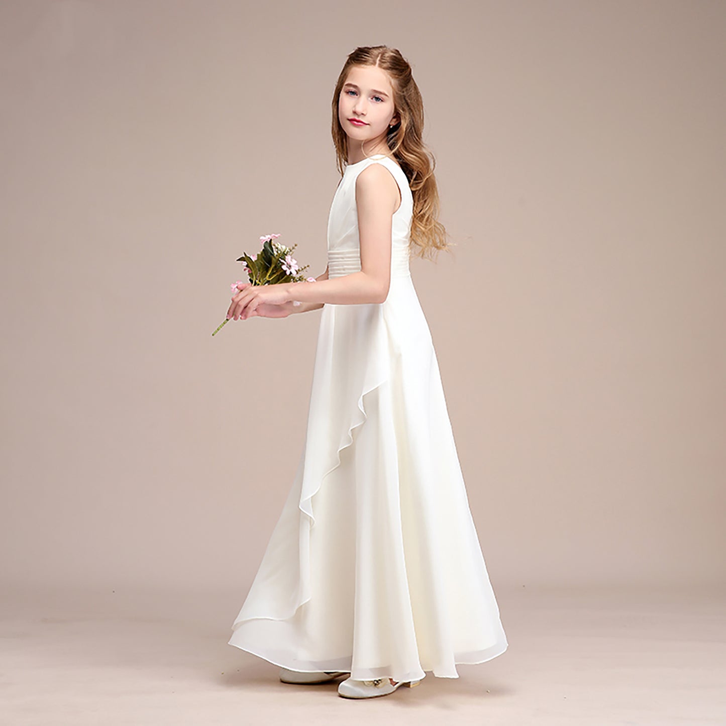 Ivory Chiffon Flower Girl Dress