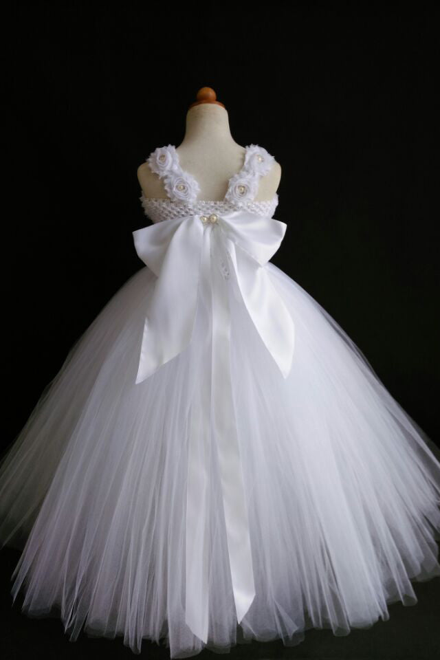 Ivory Flower Girl Tutu Dress Wedding Dress Pageant Dress Toddler Dress Tulle Dress Satin Straps