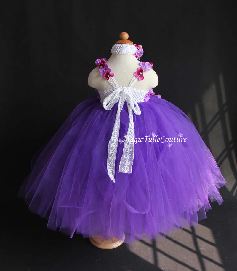 Purple Hydrangea Flower Girl Dress-Hydrangea Flowers-Tulle Dress Wedding Dress Toddler Dress, MagicTulleCouture