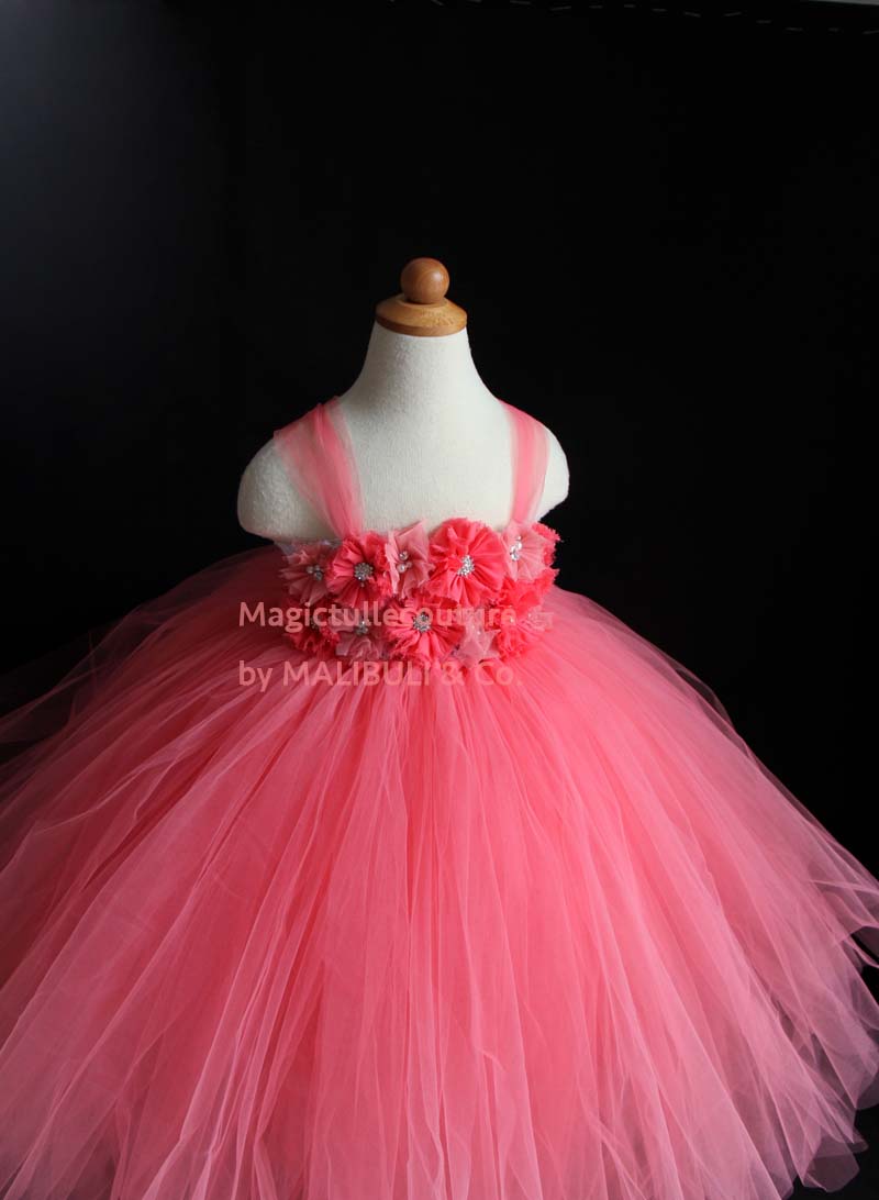 Coral Flower Girl Tutu Dress Tulle Dress Wedding Dress Toddler Dress Magictullecouture