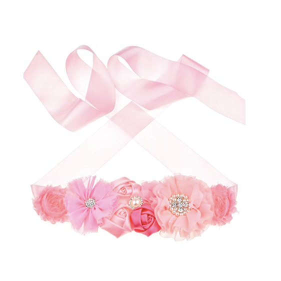 Pink Maternity Pregnancy Sash Baby Shower Gift Photo Prop Girls Bridal Rhinestone Belt
