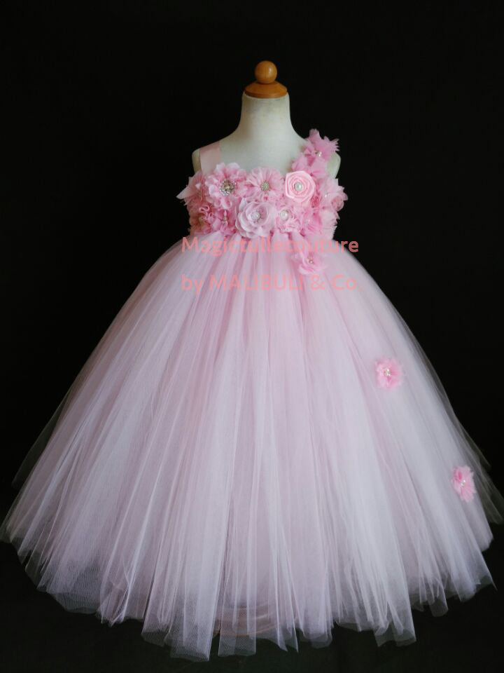 Light Pink Flower Girl Tutu Dress for Weddings and Birthday Photoshoot, Toddler Tutu Dress, Magictullecouture