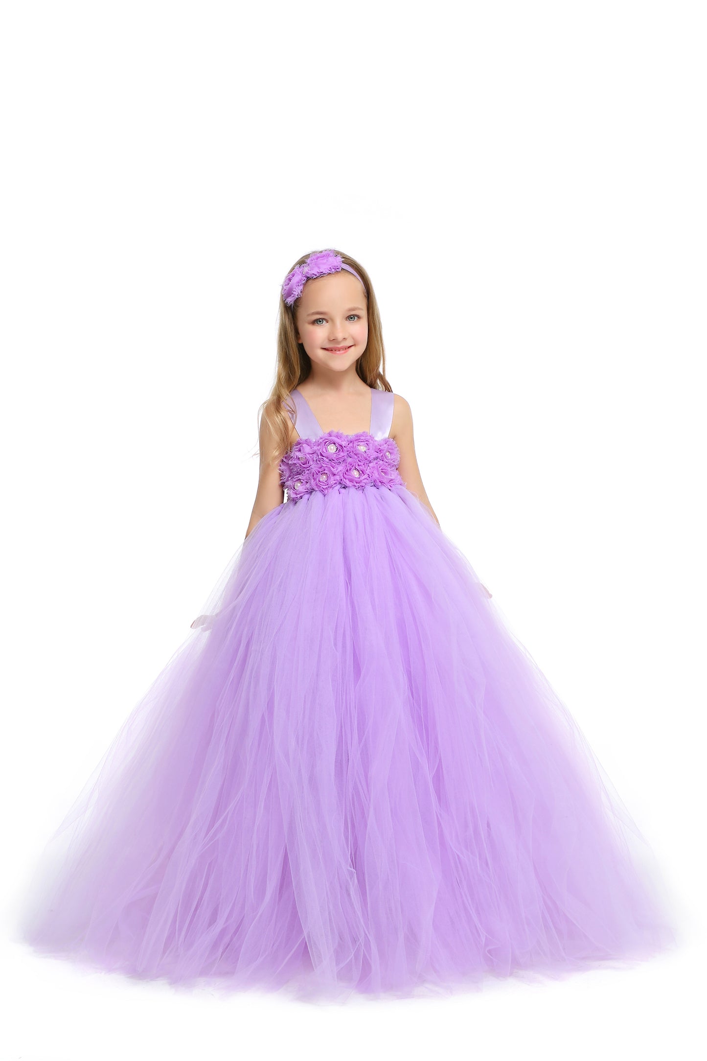 MagicTulleCouture Lavender/Lilac Flower Girl Tutu Dress with Matching Headpiece and Slip
