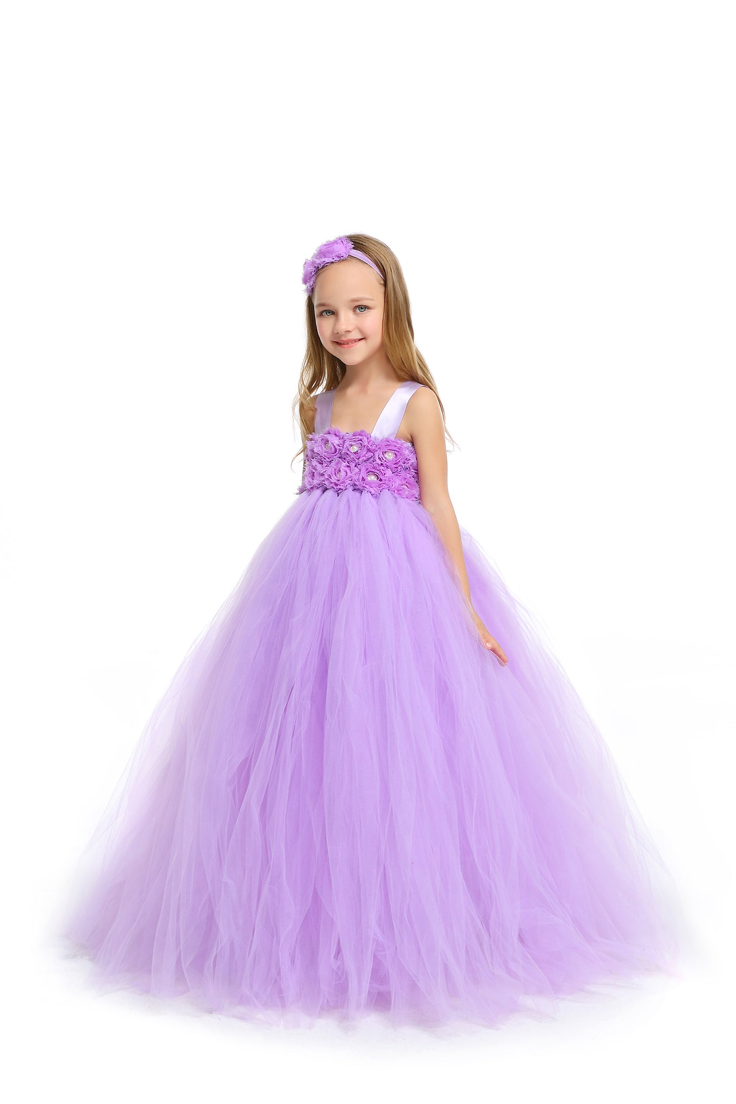 MagicTulleCouture Lavender/Lilac Flower Girl Tutu Dress with Matching Headpiece and Slip
