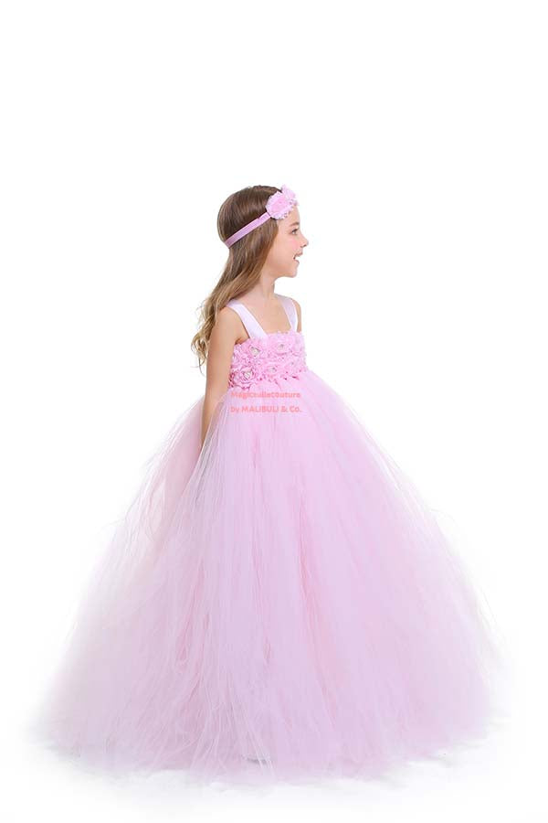Lt. Pink Flower Girl Tutu Dress with Matching Headpiece and Slip MagicTulleCouture