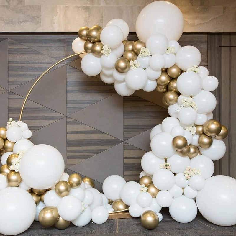 White and Gold Balloon Pack for Baby's Birthday Party and Wedding Decoration