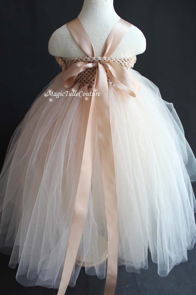 Champagne Flower Girl Tutu Dress Wedding Dress Birthday Dress Toddler Dress Tulle Dress