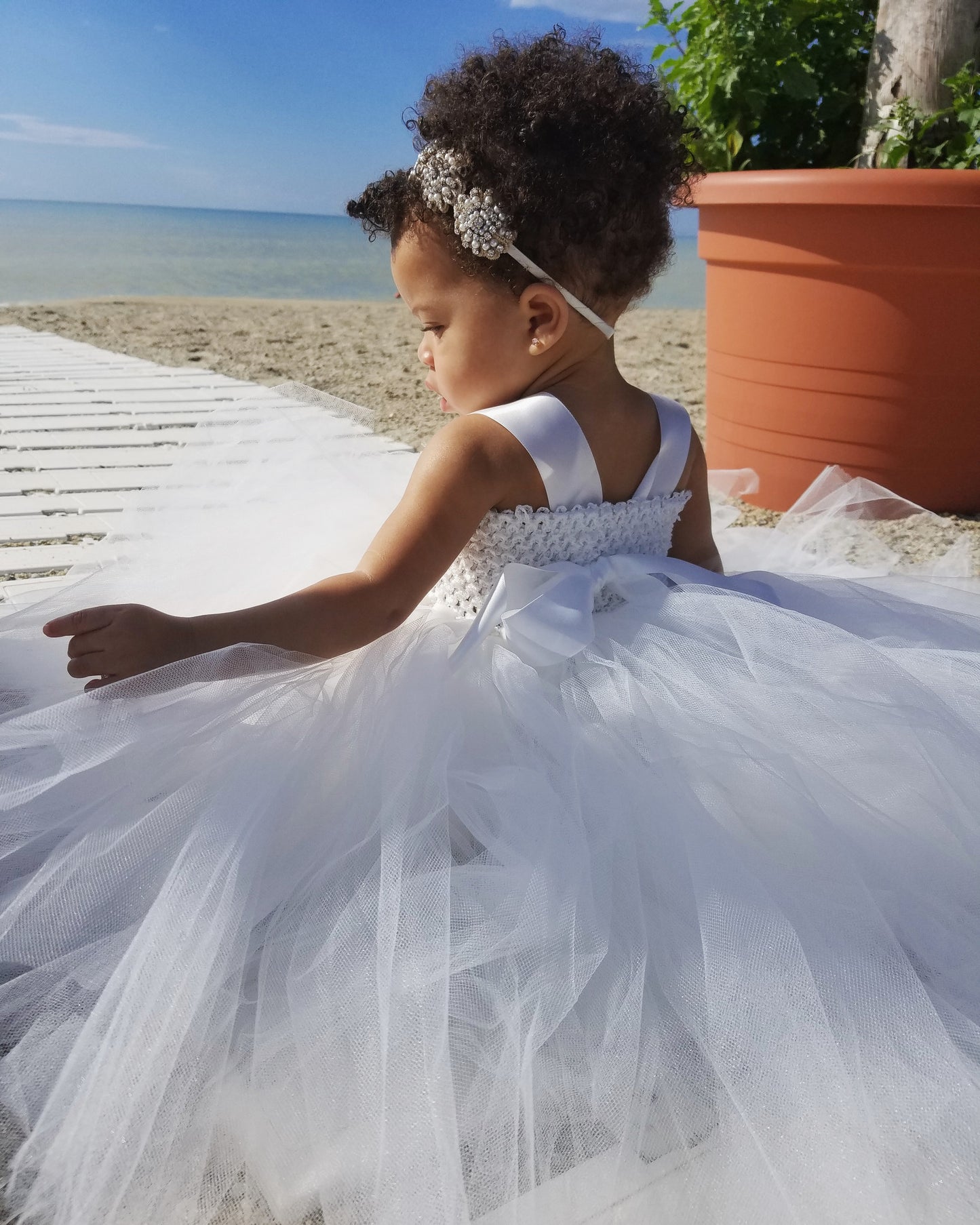 White Flower Girl Tutu Dress-Wedding Dress Pageant Dress Toddler Dress Tulle Dress